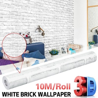 10M PVC Self Adhesive Wallpaper Brick Stone 3D Wall Paper St