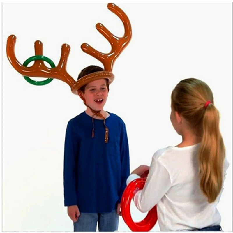 Inflatable Santa Funny Reindeer Antler Hat Ring Toss Christm