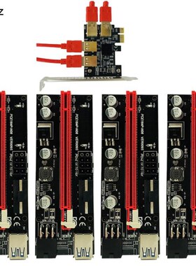 4pcs PCI-E Express 1x to 16x Riser 009S Card Adapter PCIE 1