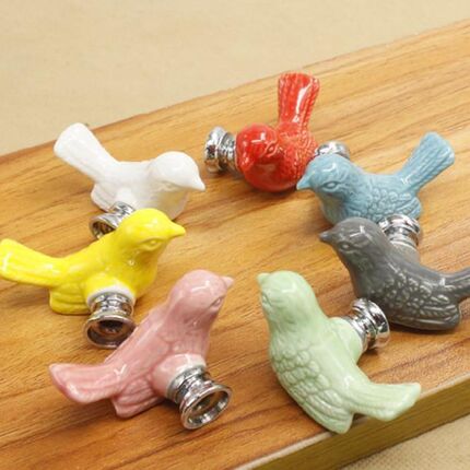 2Pcs/Set Drawer Pull Cupboard Knobs 3D Cartoon Bird Drawer H