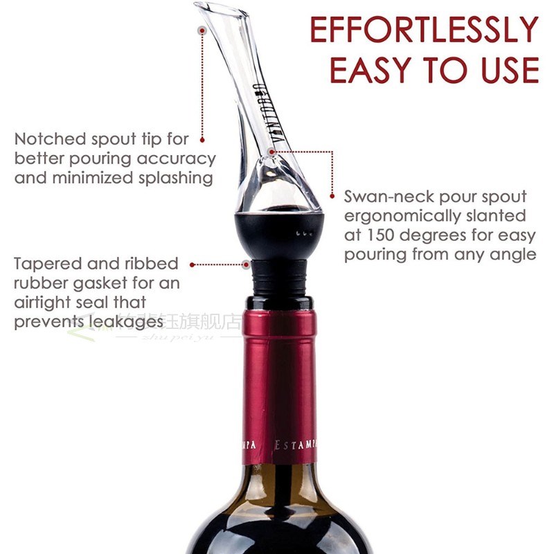 Wine Aerator Pourer Black Premium Aerating Acrylic Pourer De