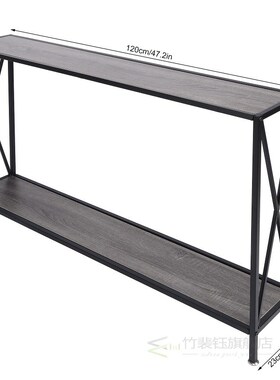 120X23X73.5cm  2 Tier Console Side Table  Retro Industrial S