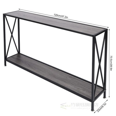 120X23X73.5cm  2 Tier Console Side Table  Retro Industrial S