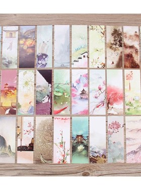 30pcs 18 Styles Creative Chinese Style Flowers Paper Bookmar