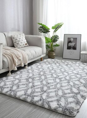 Large Bedroom Living Room Gray Square Soft Plush Fabric Fluf