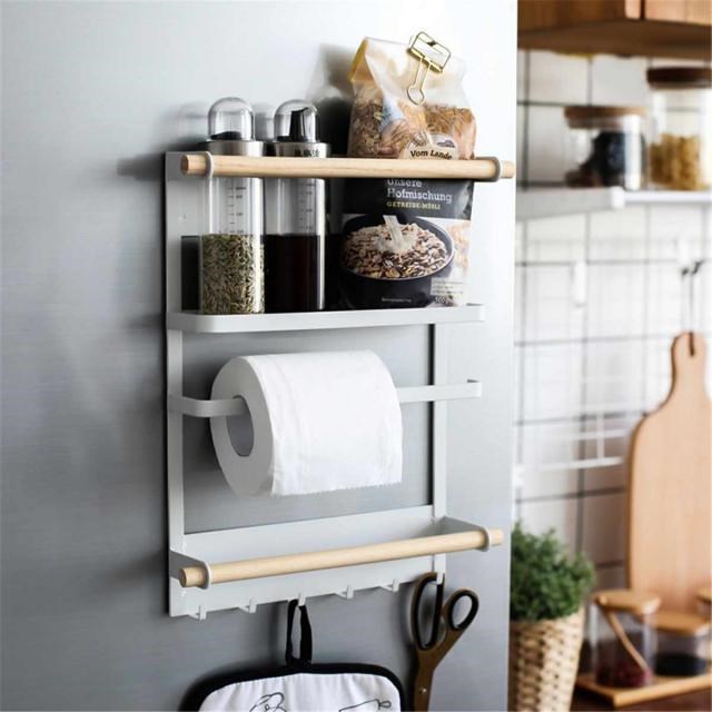Fridge Shelf Paper Towel Roll Holder Magnetic Storage Rack S