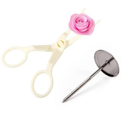 1Set 13.5*5.5*1.6cm Piping Flower Scissors+Nail Icing Stand