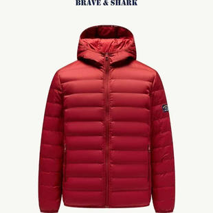 BRAVE&SHARK/勇士鲨鱼羽绒服男潮短款冬季时尚保暖白鸭绒带帽外套