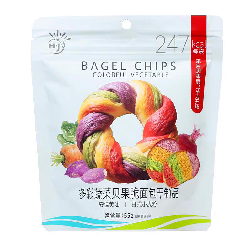 临期清仓 多彩蔬菜贝果脆面包干55g休闲零食小吃面包干