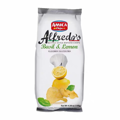 意大利进口AMICA柠檬罗勒风味薯片130g休闲膨化食品休闲小零食