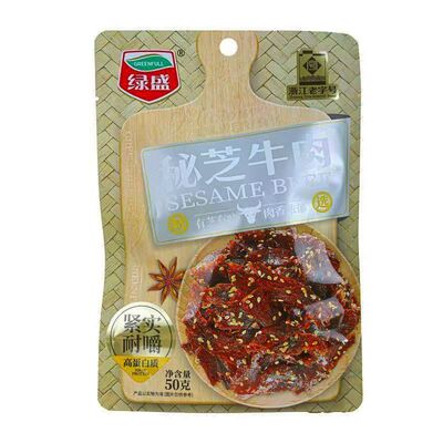 临期 绿盛秘芝牛肉即食50g牛肉干休闲解馋追剧卤味咸味零食小吃