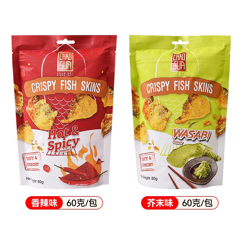 临期特价泰国进口座山芥末香辣巴沙鱼脆鱼皮80g休闲小吃零食