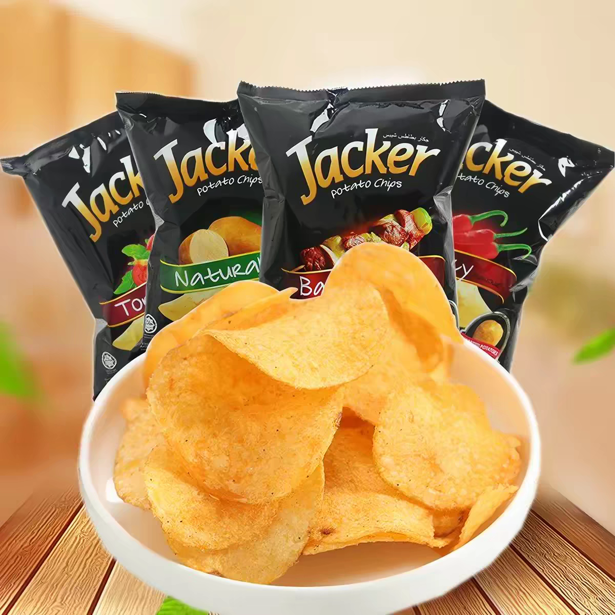 马来西亚进口Jacker杰克薯片60g袋装烧烤味原味膨化零食追剧食品