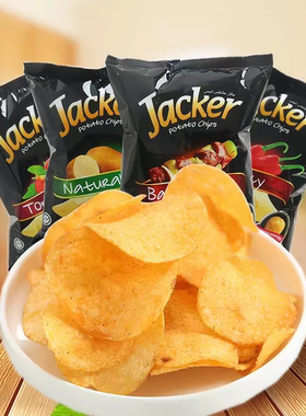 马来西亚进口Jacker杰克薯片60g袋装烧烤味原味膨化零食追剧食品