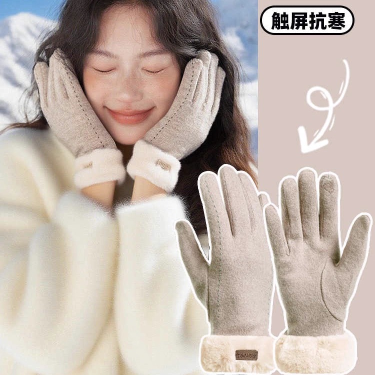 意大利BV女士秋冬季羊绒手套2025新款骑行加绒加厚防风保暖可触屏