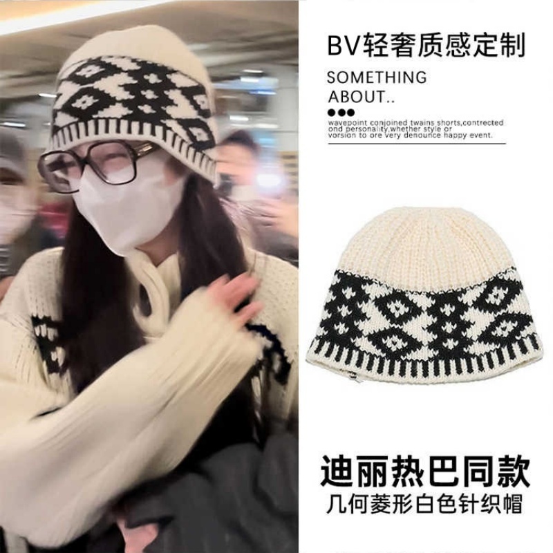 意大利BV迪丽热巴同款格子毛线帽