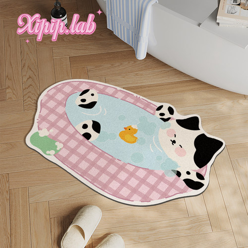 xipiplab韩式小猫奶油风浴室地垫厕所卫生间门口吸水防滑脚垫门垫