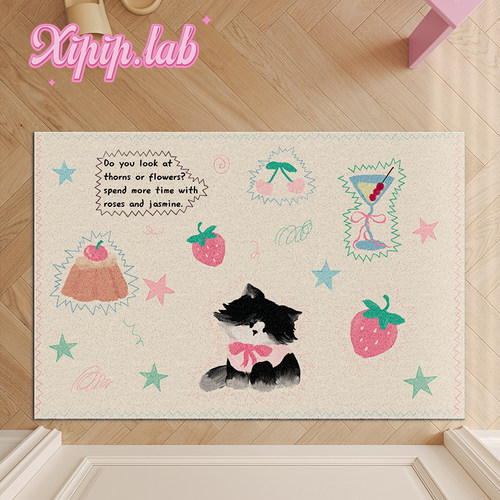 xipiplab可爱韩系奶油风丝圈地垫家用入户门垫进门蹭脚除尘脚垫子