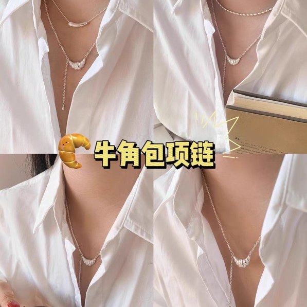 立大福纯银气质牛角包项