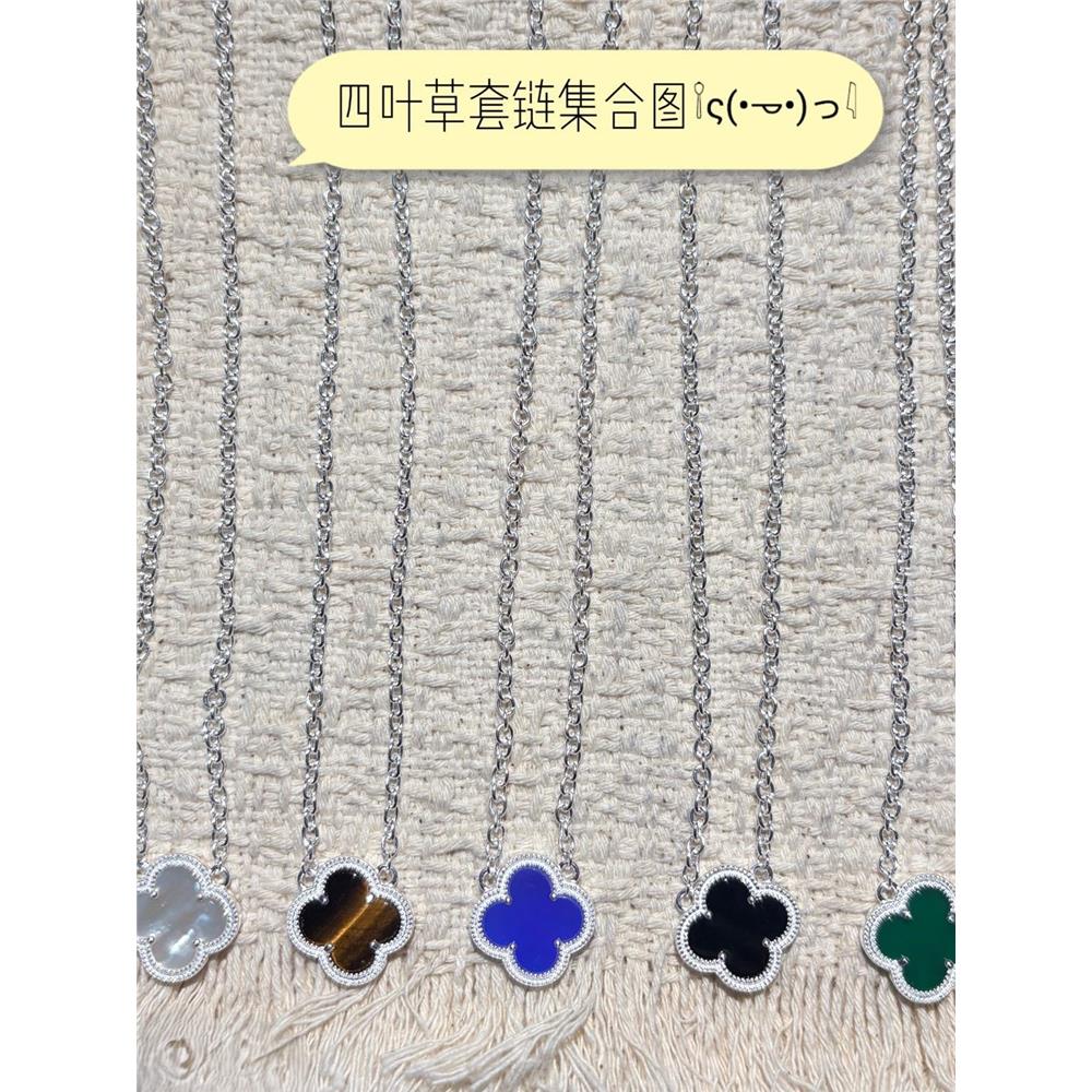立大福足银四叶草项链女
