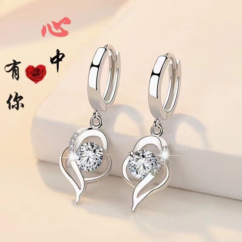 立大福正品纯银耳环女莫