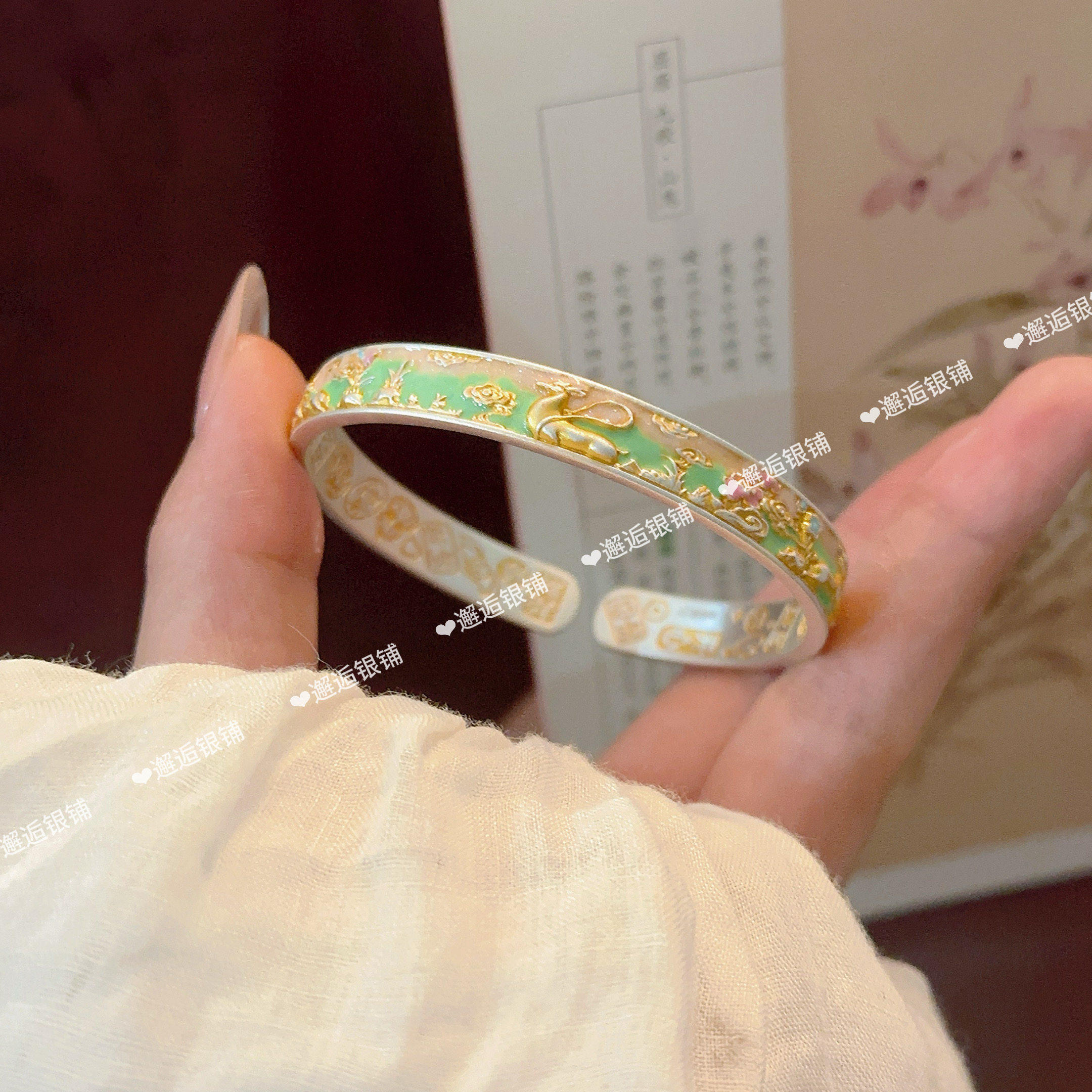 立大福足银.9描金麋鹿森