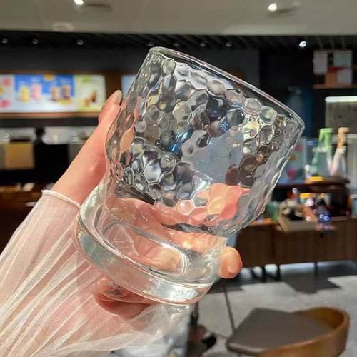 高颜值波点设计玻璃杯家用水杯创意冰美式咖啡杯果汁杯啤酒杯子