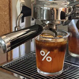 现货原单阿里比卡百分号玻璃咖啡杯加厚小众冰美式玻璃杯轻奢杯子