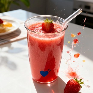 咖啡店同款 玻璃杯高颜值耐高温阿里比卡蓝色爱心咖啡杯子 高硼硅