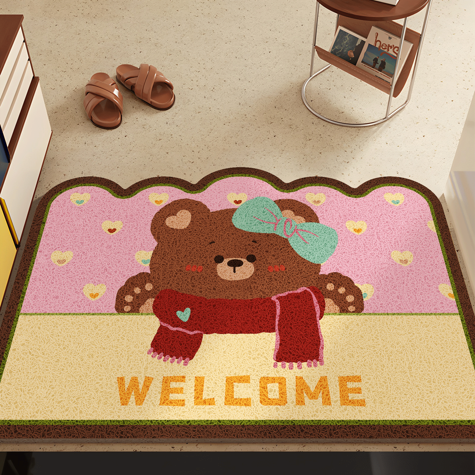 卡通多巴胺入户门地垫可裁剪丝圈地毯玄关换鞋垫大门口门外防滑垫