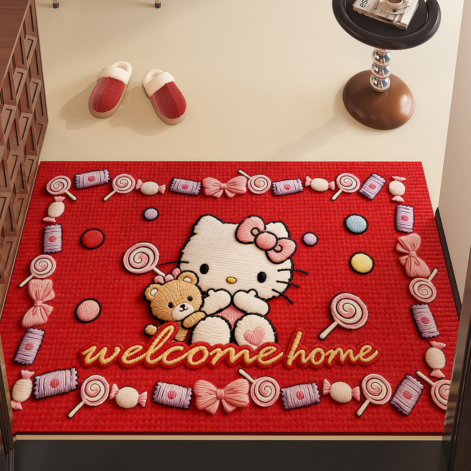 卡通红色入户门地垫2026新款喜庆防滑除尘耐磨脚垫玄关家用地毯子,居家布艺,入户地垫,淘宝优惠券,粉丝福利购,淘宝优惠卷