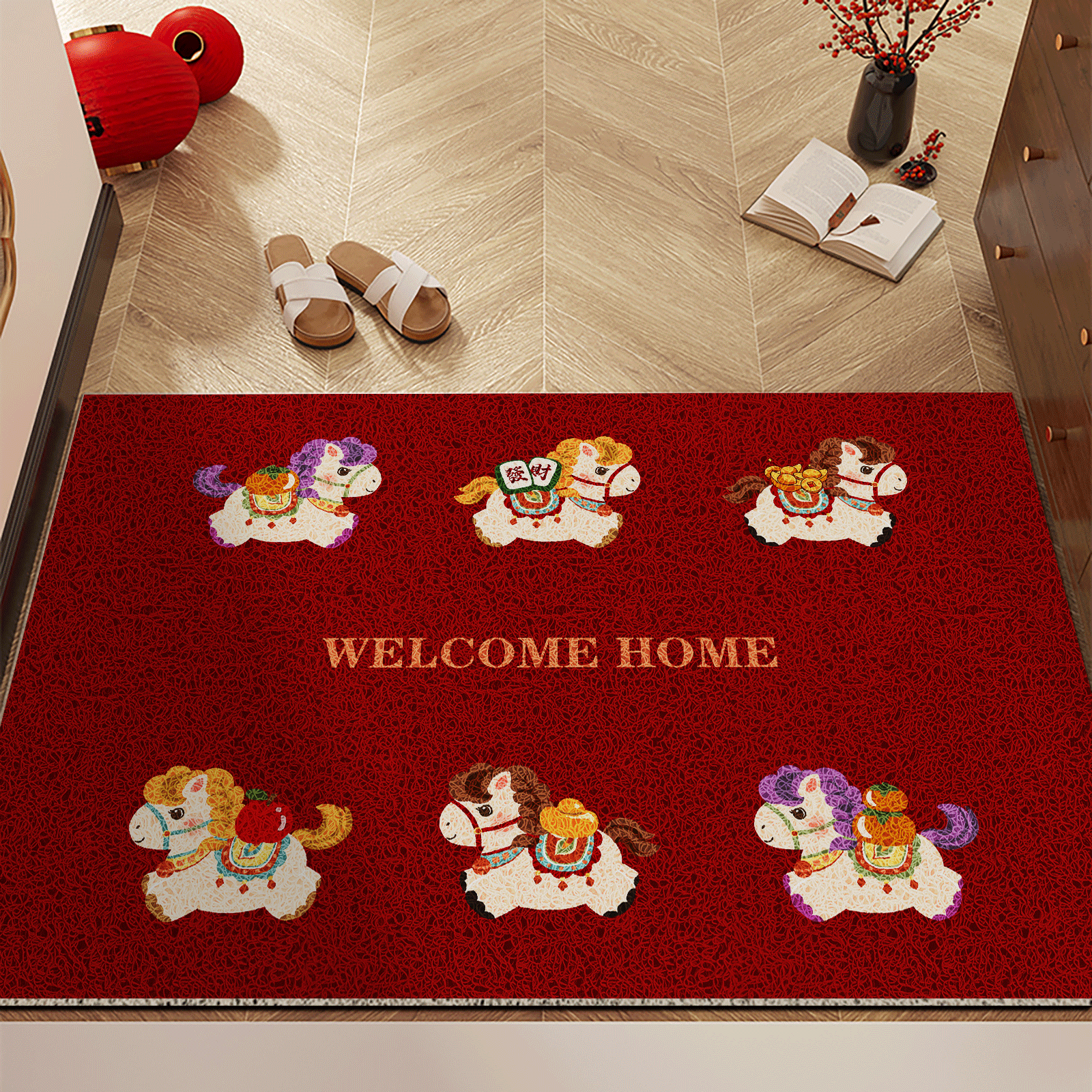 2026新年入户门地垫红色丝圈进门脚垫子玄关家用乔迁喜庆除尘地毯,居家布艺,入户地垫,淘宝优惠券,粉丝福利购,淘宝优惠卷