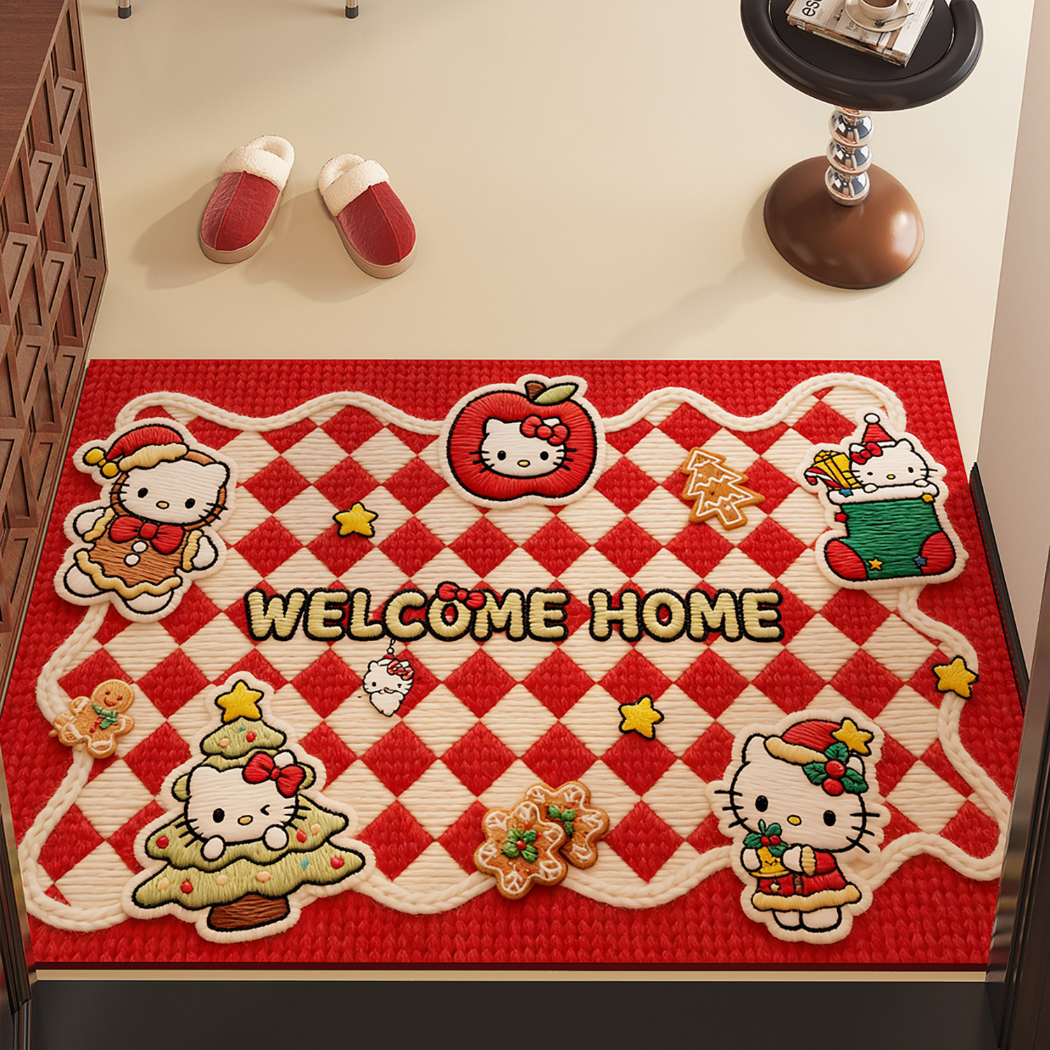 毛线风入户地垫凯蒂卡通可爱吸水地垫硅藻泥玄关地毯防滑耐磨地垫,居家布艺,入户地垫,淘宝优惠券,粉丝福利购,淘宝优惠卷
