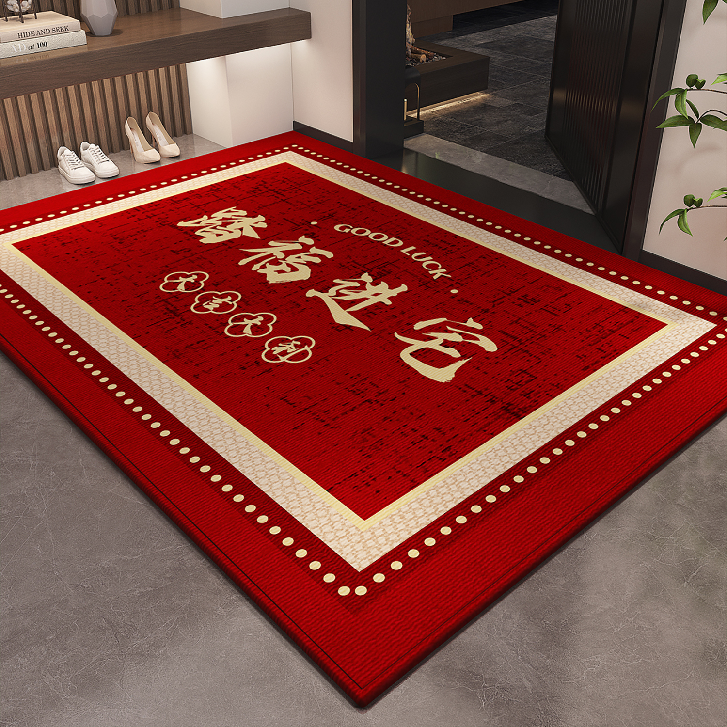 红色高级入户门地垫门口进门脚垫家用新款耐脏免洗可裁剪防滑地毯