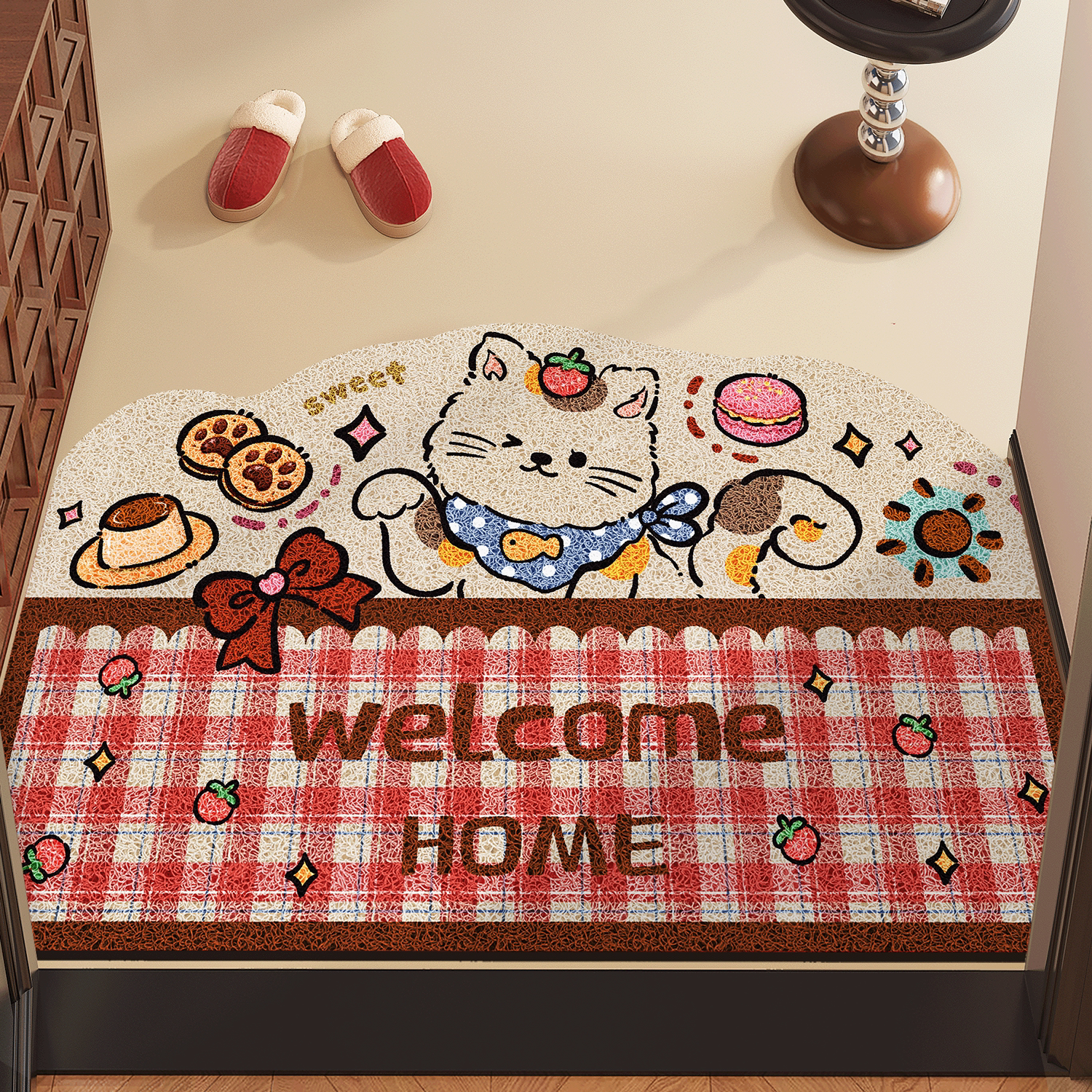 新款进门入户地垫门垫卡通多巴胺狗狗门外防滑脚垫入门地毯垫子