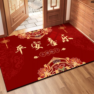 硅藻泥喜庆入户门垫进门地垫玄关防滑脚垫门口进门垫家用红色地毯