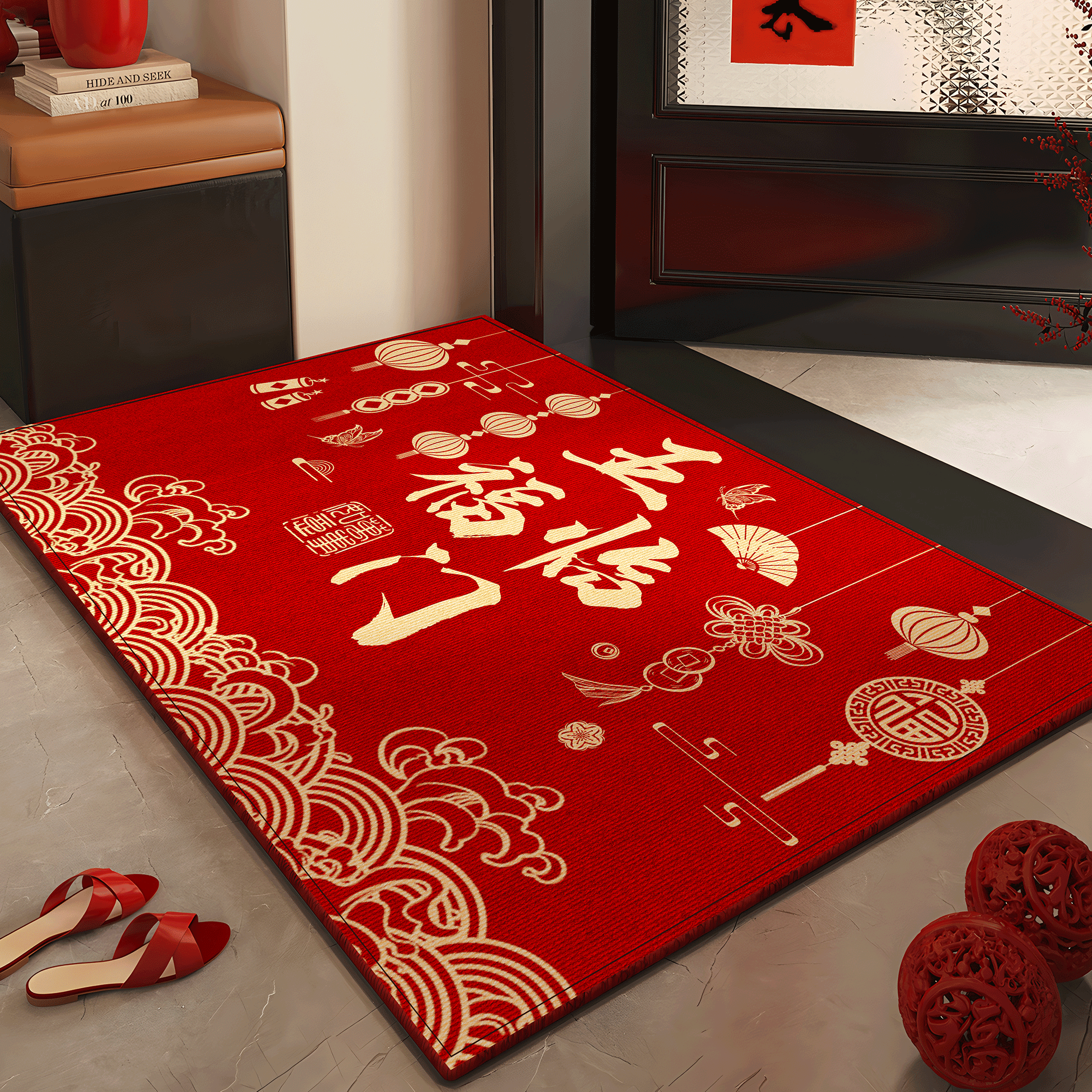 入户门地垫进门脚垫门口地毯红色高端门垫新房乔迁精品新款防滑垫