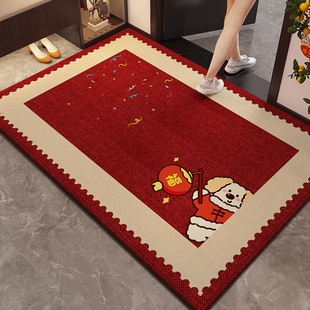 入户门地垫喜庆家用2025新款 红色乔迁地毯耐脏防滑高端进门口垫子