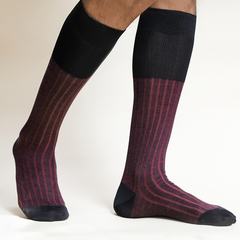 KINNITSOCK长筒袜绅士袜纯棉经典坑纹拼色西装商务皮鞋袜