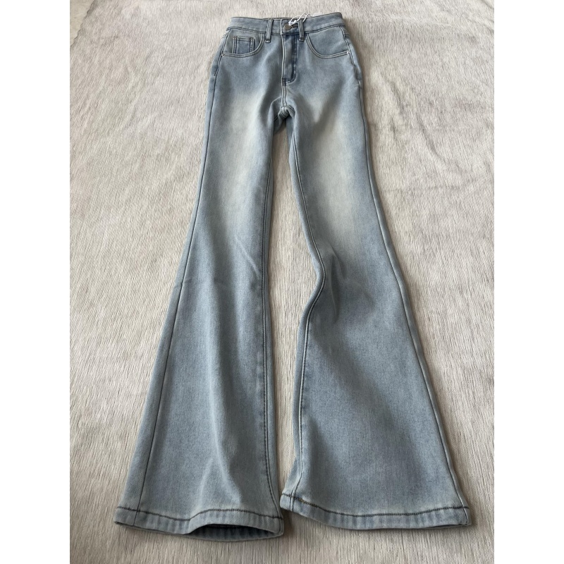 浅色微喇牛仔裤女175高个子加长
