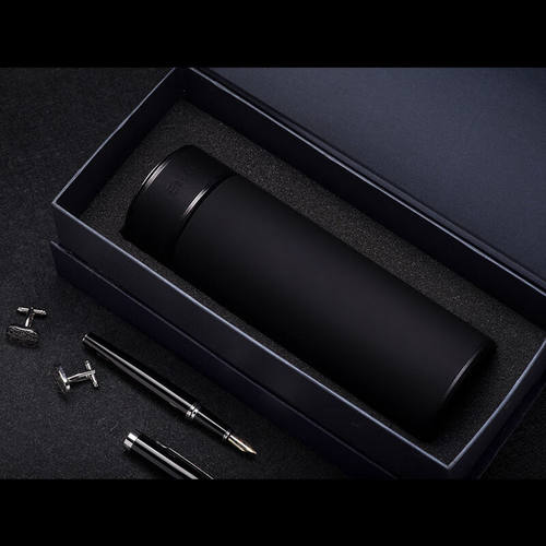 eno商务保温杯男士带滤网茶杯316不锈钢水杯汽车杯女直身杯魔力黑