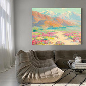 北欧侘寂风纯手绘装 油挂画 饰画现代简约客厅抽象手工艺术风景横版