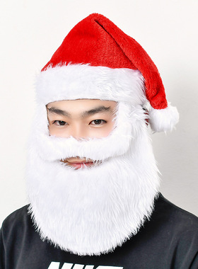 圣诞节用品装饰品圣诞老人连胡子圣诞帽圣诞老人帽儿童成人红色