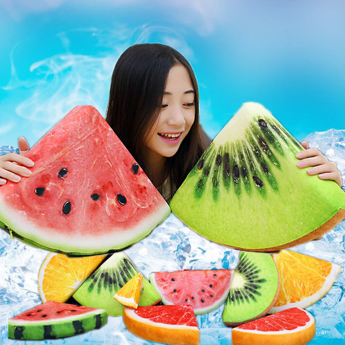 3D仿真水果创意抱枕西瓜卡通儿童靠垫汽车沙发靠枕批发沙发装饰