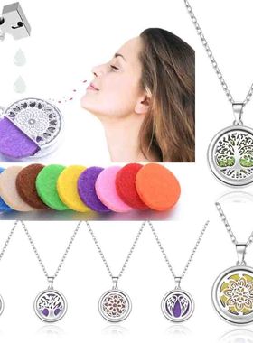 跨境亚马逊希音Temu镂空香薰香水项链吊坠扩散器项饰品圆形