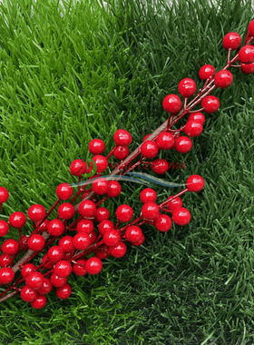 发财果仿真花摆设红色浆果泡沫红果冬青果幸运果客厅假花摆件65cm