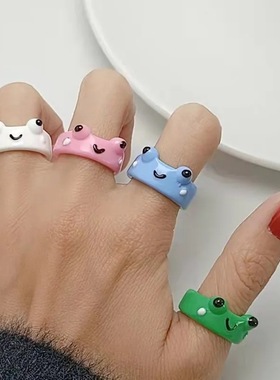 青蛙戒指情人节送闺蜜礼物单身卡通简约指环情侣搞怪学生指环饰品