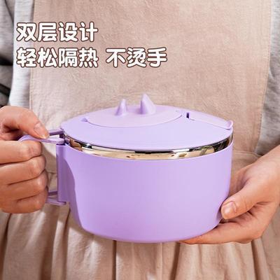 泡面碗带盖带手柄不锈钢便当盒