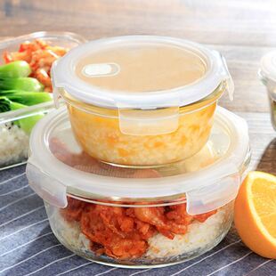 汤碗外带高硼硅玻璃饭盒微波炉可加热碗保鲜盒圆形学生餐盒上班族
