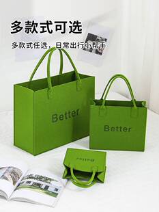 新款手提包女士手提袋手拎包大容量敞口时尚毛毡购物袋手提礼品袋